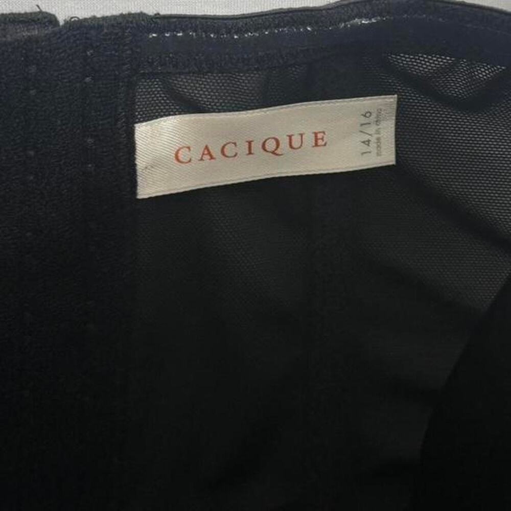Cacique black + pink corset top pink ribbon lace details. Size: large 14 /16 - Picture 6 of 6